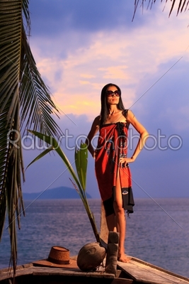Asian model on the beach