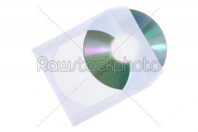 CD dvd blue ray with paper case isolated on a white background  