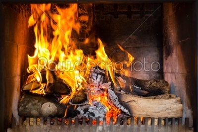 Furnace with flames