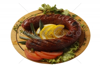 Grilled sausages and lemon
