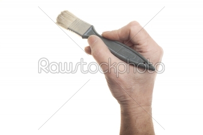 hand with a brush isolated on white background  