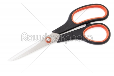 red handled scissors isolated on white 