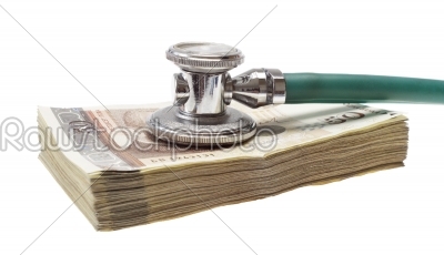 Stethoscope on the top of the money