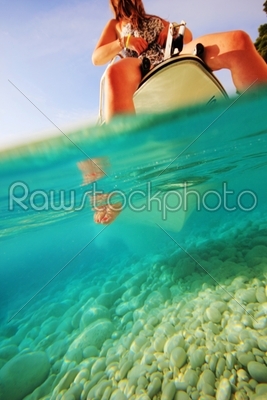 Woman foot underwater