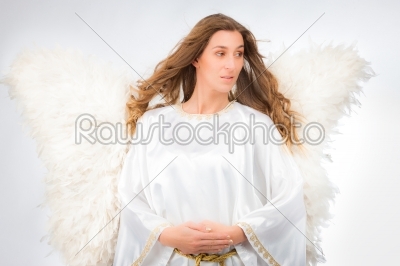 Woman in angel costume