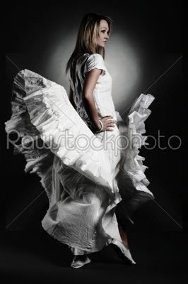 Woman in white long dress
