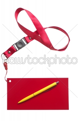 yellow pen with red label