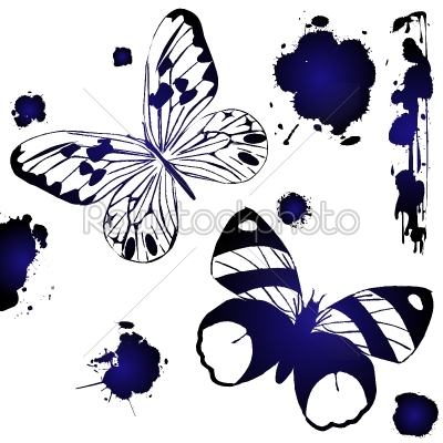 Blue ink butterflies