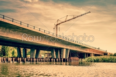 Crane at a bridge construction