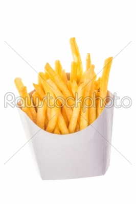 portion of french fries in paper wrapper