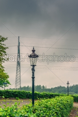 Vintage lamp in cloudy weather